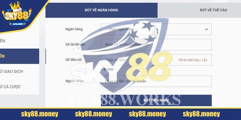 Cách rút tiền SKY88 đơn giản